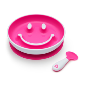 TESTE - PRATO SMILE COM VENTOSA E COLHER ROSA MUNCHKIN 02.11462