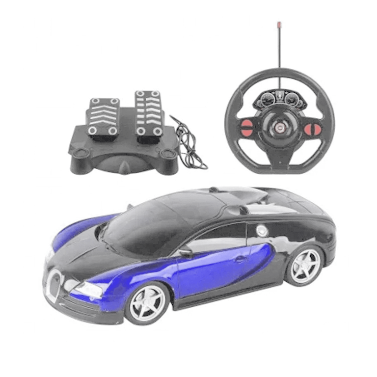 CARRO COM VOLANTE E PEDAL REMOTO 1:16 RACING CONTROL MIDNIGHT PRETO E AZUL MULTIKIDS BR1146 +3 ANOS